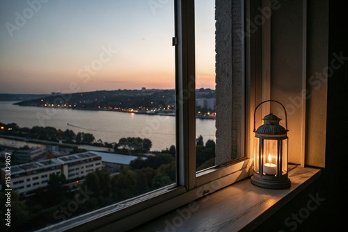 Sabbath Rest: Solitary Lantern in a Busy City - Panoramic View photo