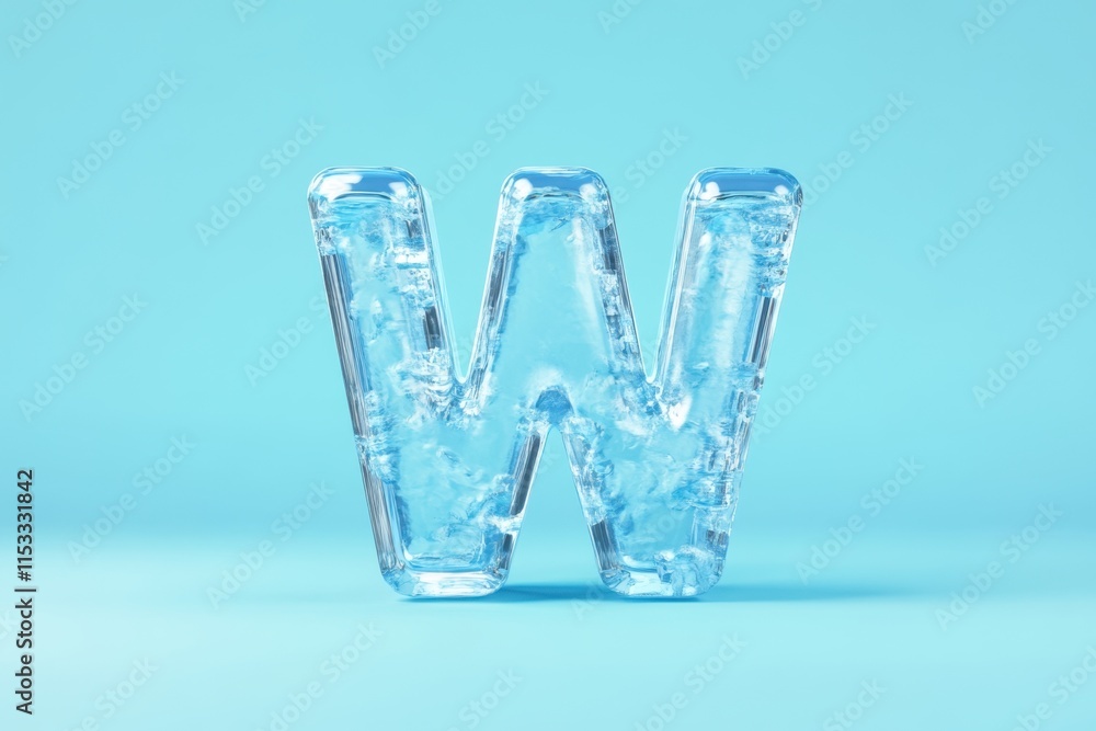 A letter W made of ice A letter W made of ice