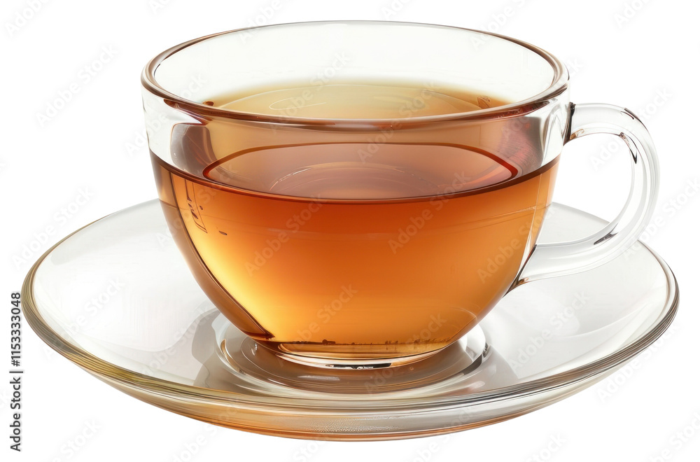 Elegant glass teacup with tea Elegant glass teacup with tea