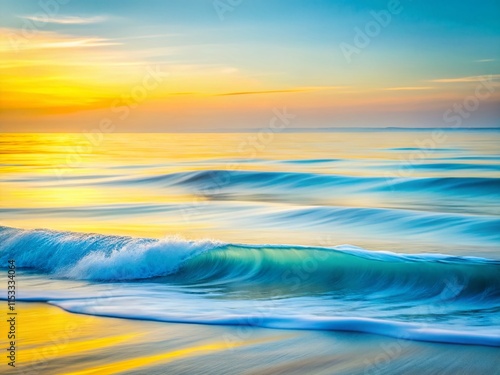 Serene Dawn: Pastel Blue and Yellow Wave Abstract