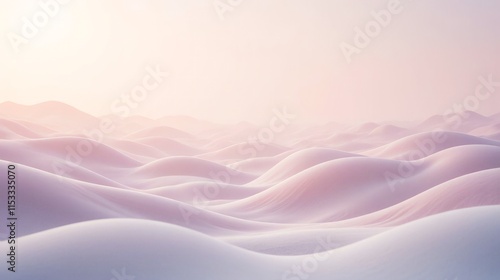 Minimalist landscape with soft pastel colors, flowing curved lines, and organic patterns creating a sense of calm and harmony.
