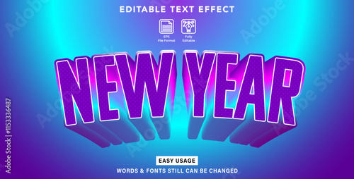 Editable text effect new year 2025 style