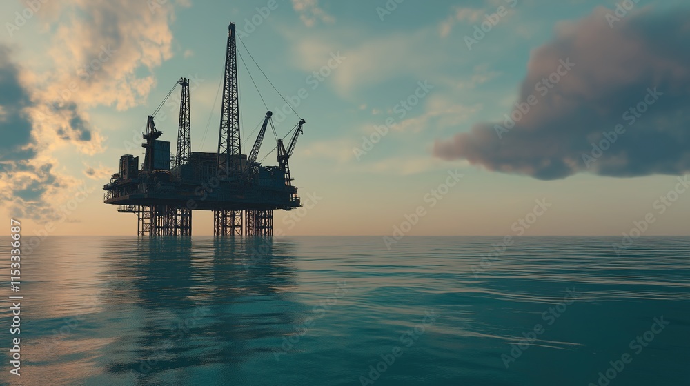 Oil drilling platform standing tall in the vast ocean, symbolizing human innovation and the quest for energy amidst nature's vastness. Oil drilling platform standing tall in the vast ocean, symbolizing human innovation and the quest for energy amidst nature's vastness.