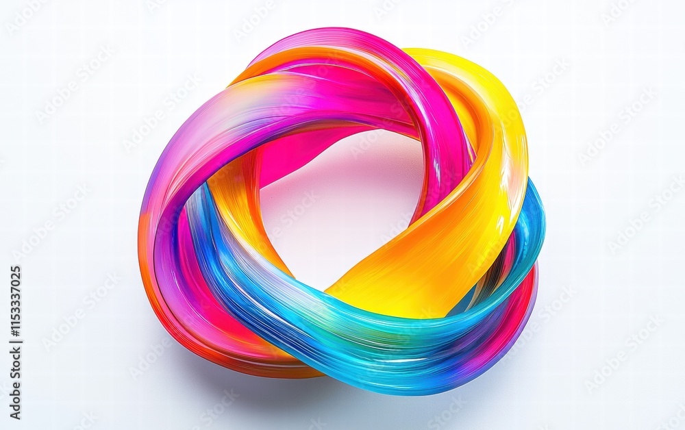 A hypnotic swirl of bold neon colors blending into a circular abstract shape, on a clean white backdrop A hypnotic swirl of bold neon colors blending into a circular abstract shape, on a clean white backdrop