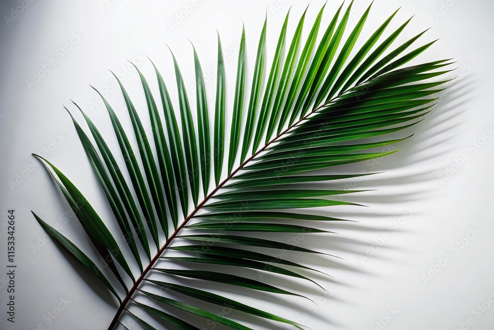 Obraz premium Silhouette Black Coconut Leaf on White Background - Tropical Plant Stock Photo