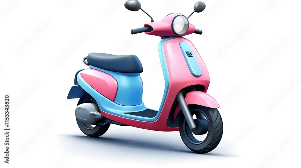 Pink and blue modern scooter isolated on white background. Pink and blue modern scooter isolated on white background.