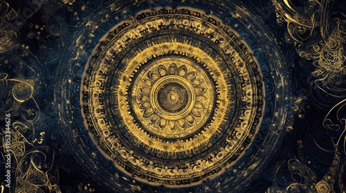 Abstract gold and blue mandala design. photo