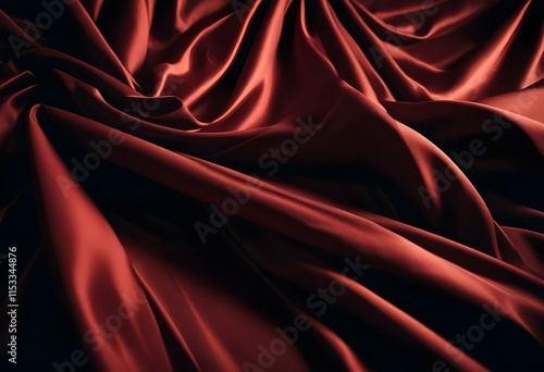 Elegant Black and Burgundy Satin Background Luxurious Silky Drapery with Shimmer photo