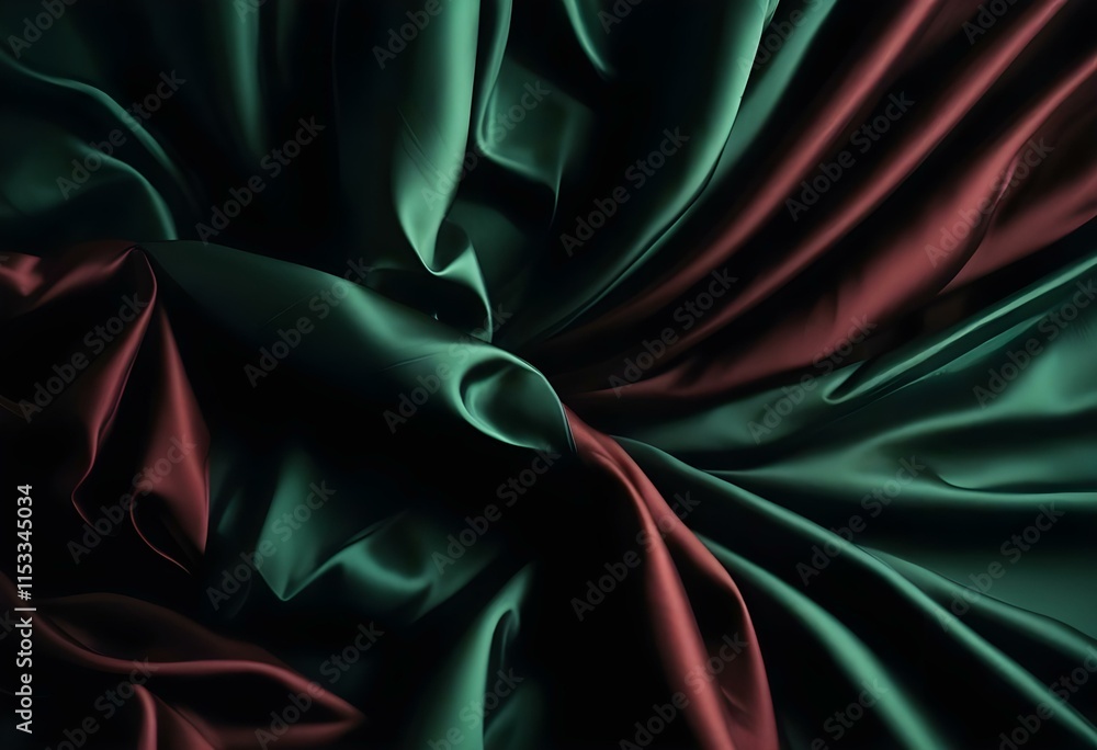 Obraz premium Elegant Black and Burgundy Satin Background Luxurious Silky Drapery with Shimmer
