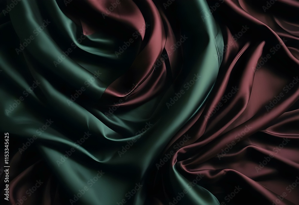 Obraz premium Elegant Black and Burgundy Satin Background Luxurious Silky Drapery with Shimmer