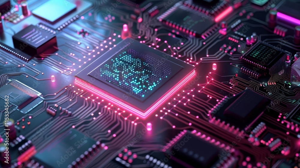 100 Conceptual 3D quantum computer nano processor technology illustration 100 Conceptual 3D quantum computer nano processor technology illustration