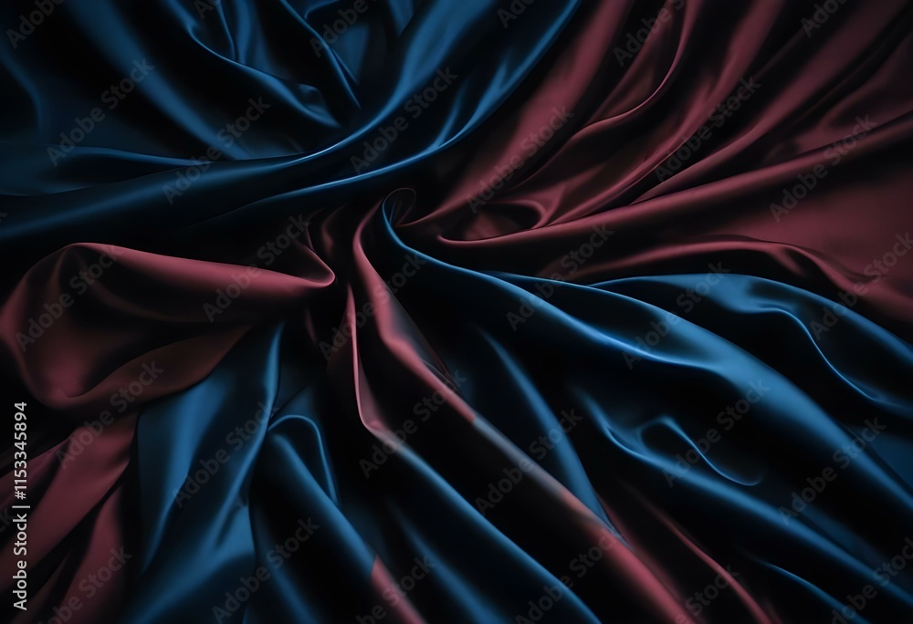 Fototapeta premium Elegant Black and Burgundy Satin Background Luxurious Silky Drapery with Shimmer