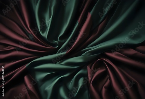 Elegant Black and Burgundy Satin Background Luxurious Silky Drapery with Shimmer photo