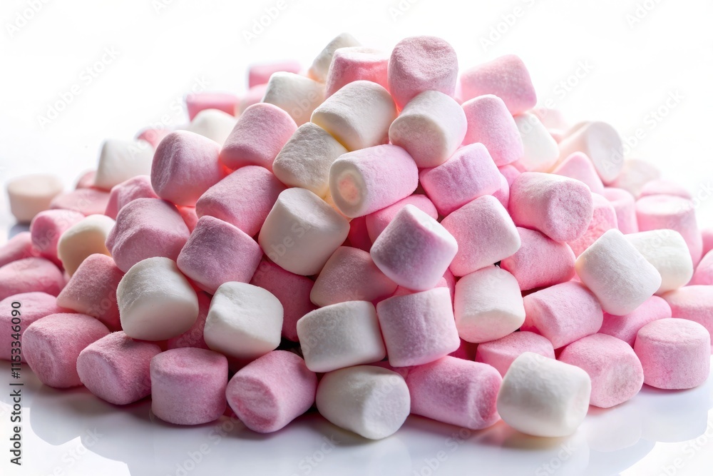 Pink and White Marshmallows Pile, Sweet Treat, Candy, Dessert, Food Photography, High-Resolution Image, Eye-Level Shot Pink and White Marshmallows Pile, Sweet Treat, Candy, Dessert, Food Photography, High-Resolution Image, Eye-Level Shot