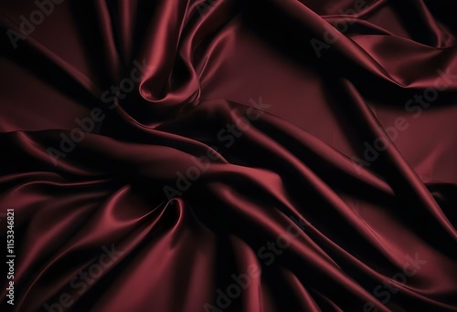 Elegant Black and Burgundy Satin Background Luxurious Silky Drapery with Shimmer photo