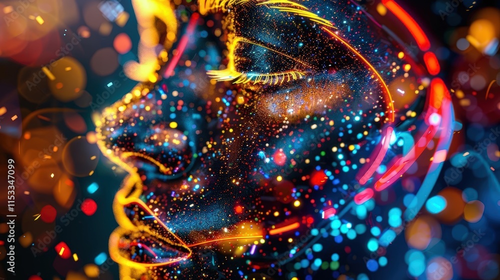 A Close-up Shot of a Abstract portraits with geometric shapes and digital textures A Close-up Shot of a Abstract portraits with geometric shapes and digital textures