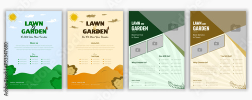 Lawn and Garden flyer advertisement elegant modern clean natural calm garden poster garden flyer print ready eps file bundles.