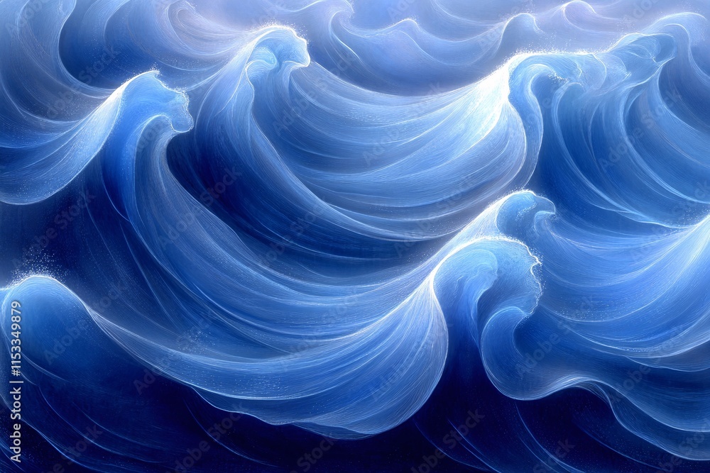 Obraz premium Glowing Blue Wave: Abstract Ocean Fluidity