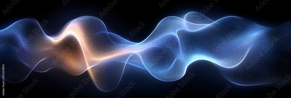 Obraz premium Glowing Blue Wave: Fluid Dynamics Abstract