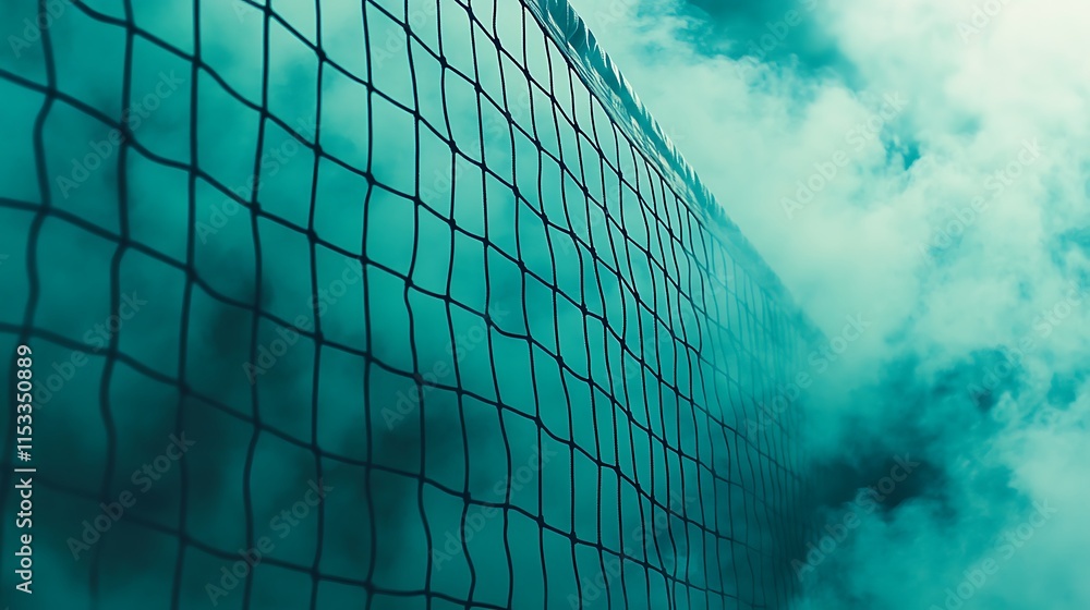 Smoke surrounds the volleyball sports net Smoke surrounds the volleyball sports net