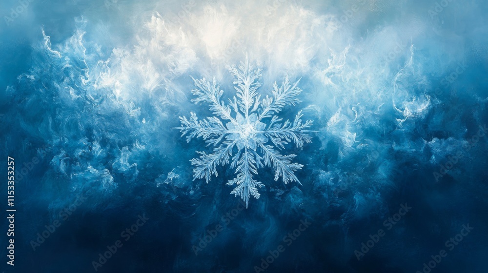 Intricate Snowflake in a Blue Winter Scene Intricate Snowflake in a Blue Winter Scene