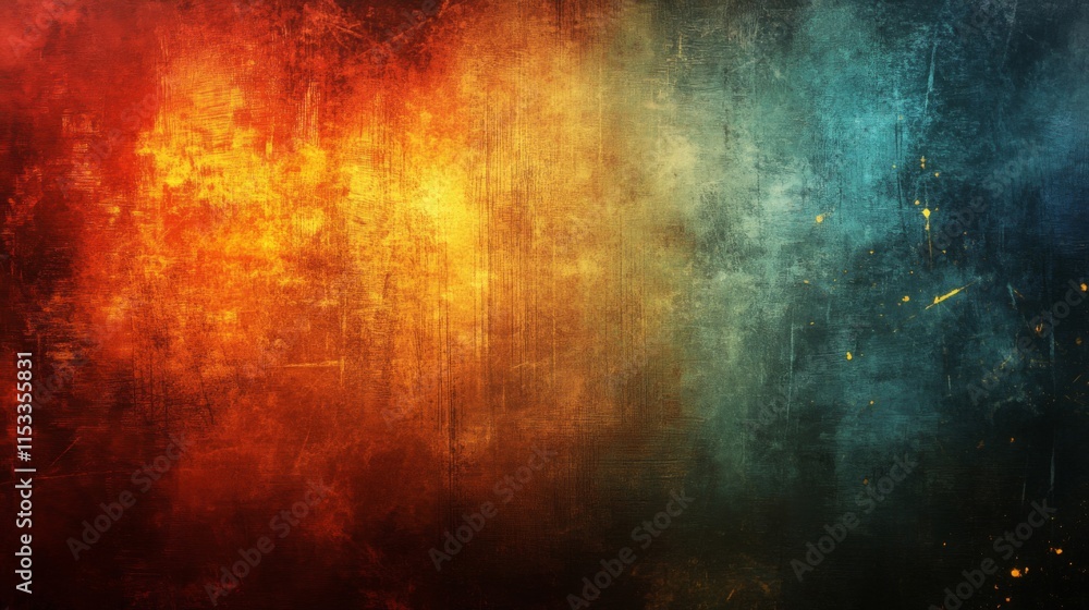 Fototapeta premium Abstract Grunge Texture With Orange And Teal Tones