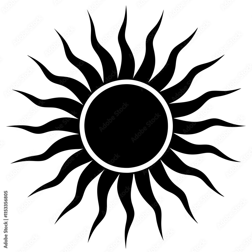 Sun silhouette vector on white background. Sun silhouette vector on white background.