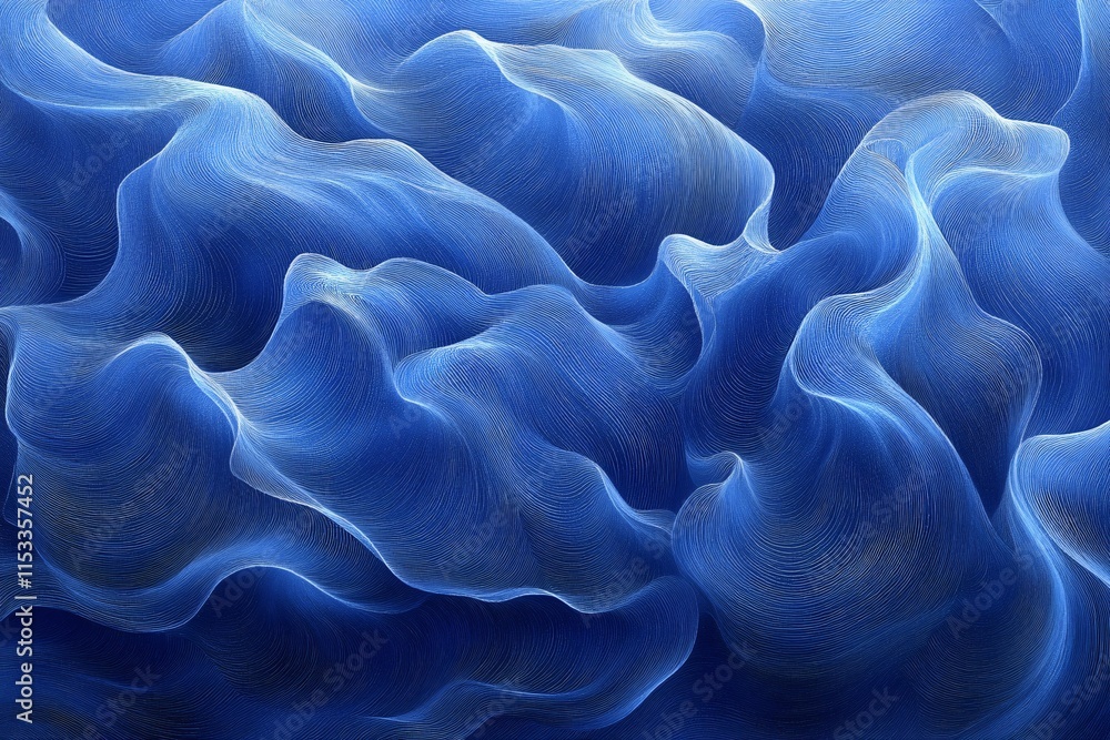 Obraz premium Glowing Oceanic Flow: Abstract Blue Wave Pattern