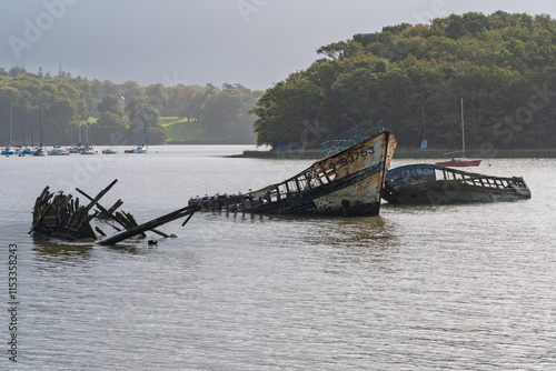 Scenic view of Kerhervy boat cemetery near Lanester