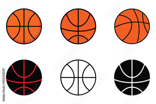 basketball icon set. basketball logo. basketball clipart. vector illustration on transparent background