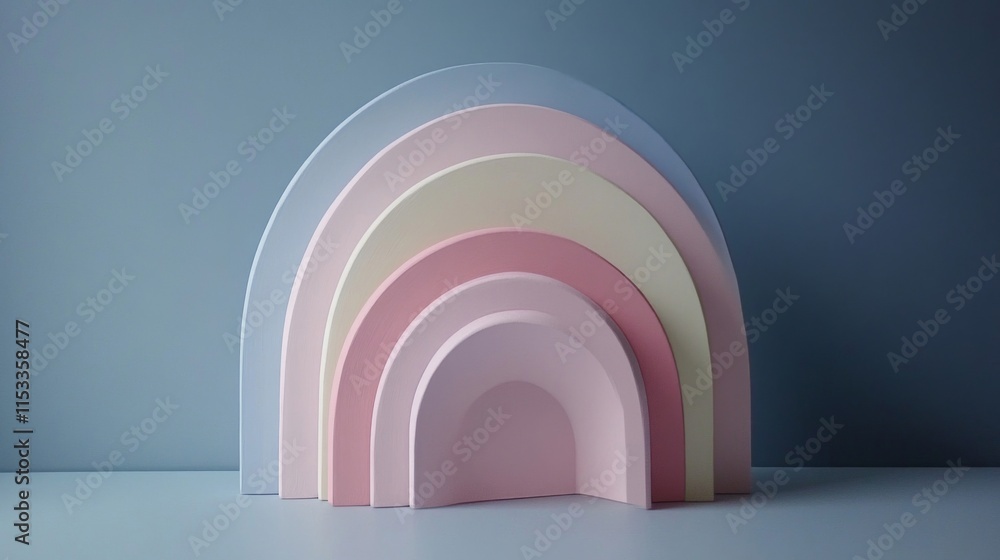 Pastel Rainbow Arch Shaped Wooden Block Display Pastel Rainbow Arch Shaped Wooden Block Display