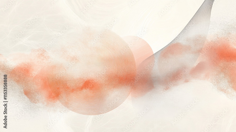 Abstract Peach and Gray Hues With Circular Forms Abstract Peach and Gray Hues With Circular Forms