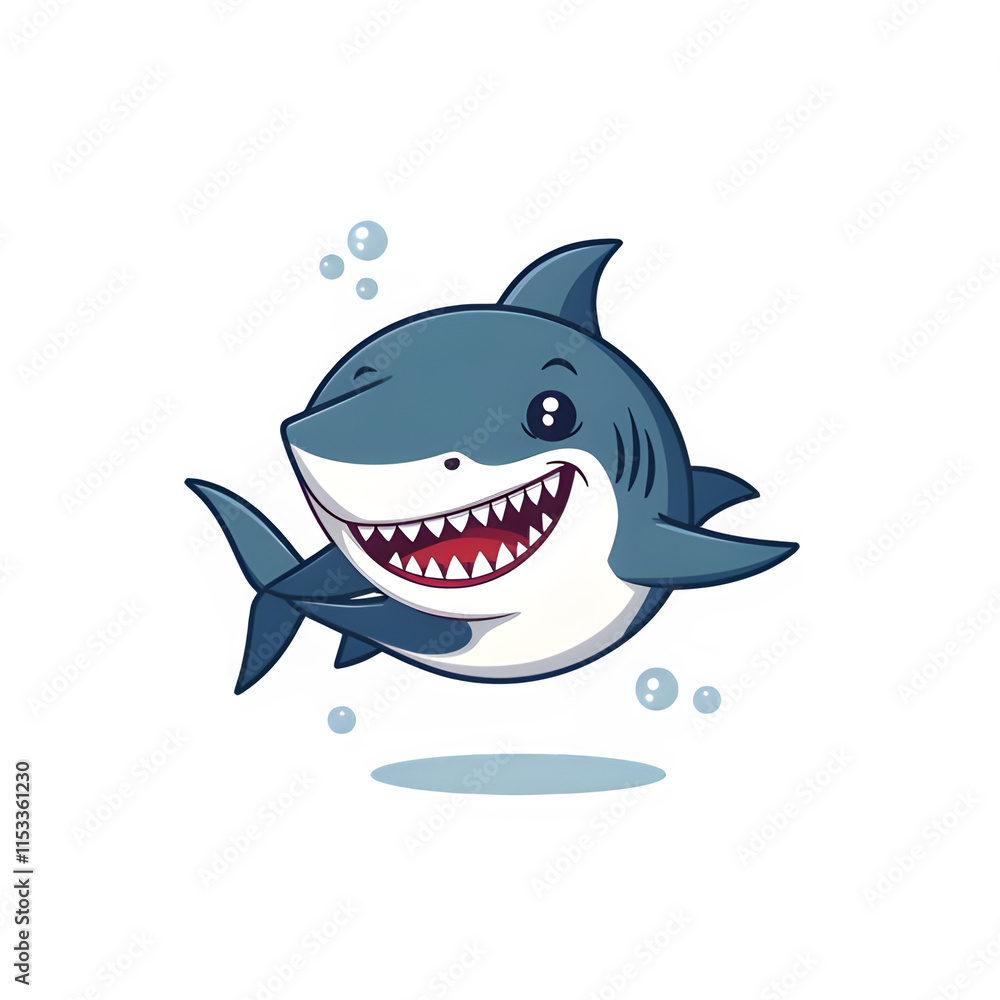 Friendly Shark, Shark in the ocean, happy Shark, Shark on white background Friendly Shark, Shark in the ocean, happy Shark, Shark on white background