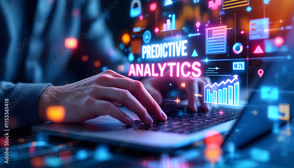 Predictive Analytics on Laptop Screen, Data Science and Predictive Modeling, Business Analytics and Forecasting Technology Predictive Analytics on Laptop Screen, Data Science and Predictive Modeling, Business Analytics and Forecasting Technology