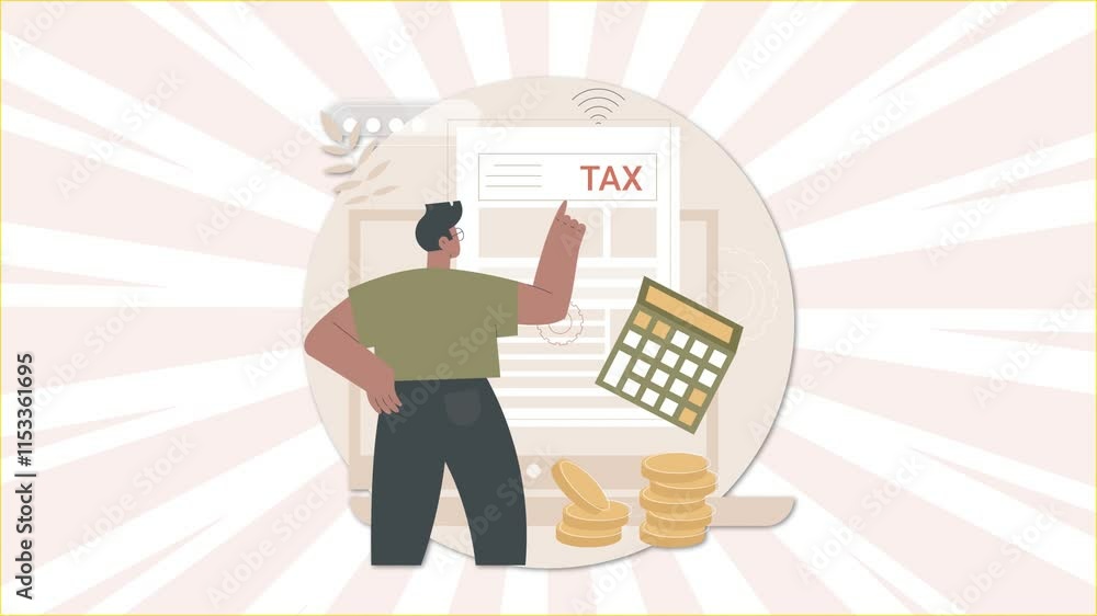 Filling checklist on tax form. Tax filling concept animation. Filling checklist on tax form. Tax filling concept animation.
