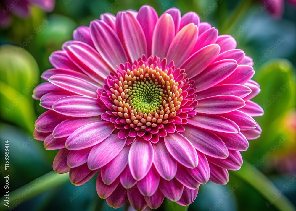 Fototapeta premium Spring Pink Daisy Blossom Closeup Top View - Vibrant Floral Macro Photography