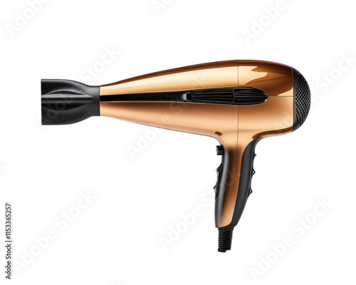 sleek, modern hairdryer with metallic finish is isolated on transparency background, showcasing its ergonomic design and advanced features for efficient hair styling photo