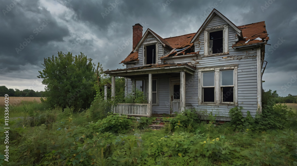 Abandoned House with Broken Windows Abandoned House with Broken Windows