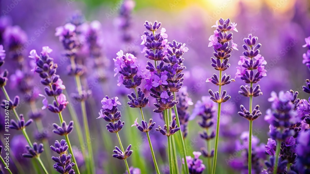 Obraz premium Stunning Close-up of Purple Lavender Flowers in Full Bloom - Vibrant Floral Photography