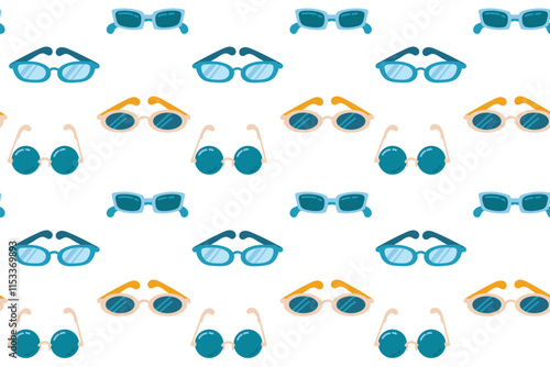 Seamless pattern with glasses and sunglasses on white background vector illustration