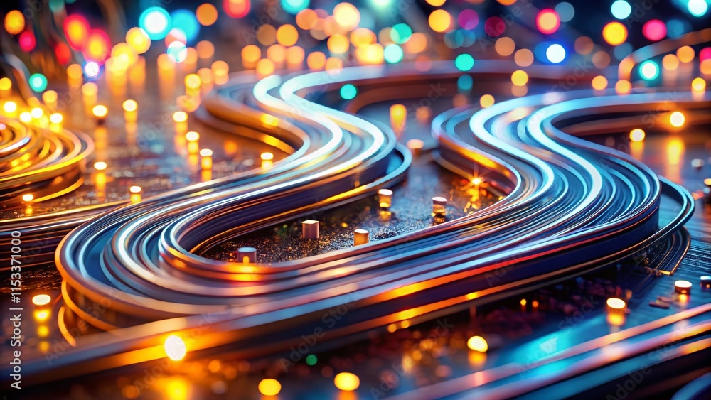 Abstract 3D Metallic S-Curve Background: Futuristic Tech Design with Moving Wires Abstract 3D Metallic S-Curve Background: Futuristic Tech Design with Moving Wires