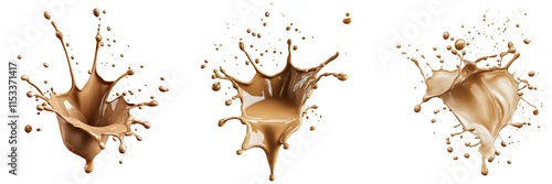 Coffee milk splashing on transparent background
