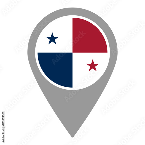 Panama flag location pin, flag application, Flag on Location Pin, graphic design, map pointer, vector illustration.