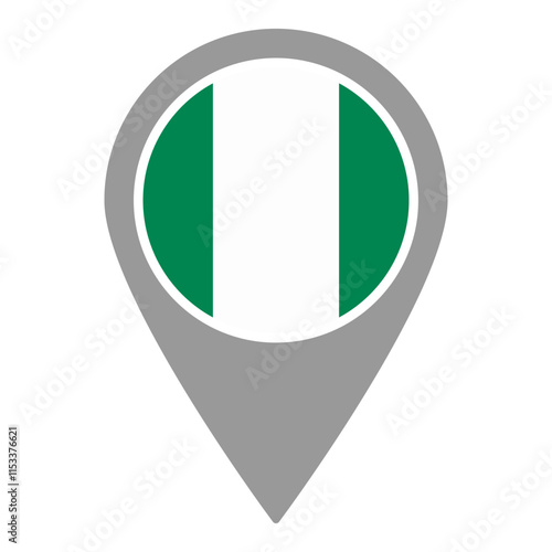 Free Download Nigeria flag location pin, flag application, Flag on Location Pin, graphic design, map pointer, vector illustration. - GFXLoad