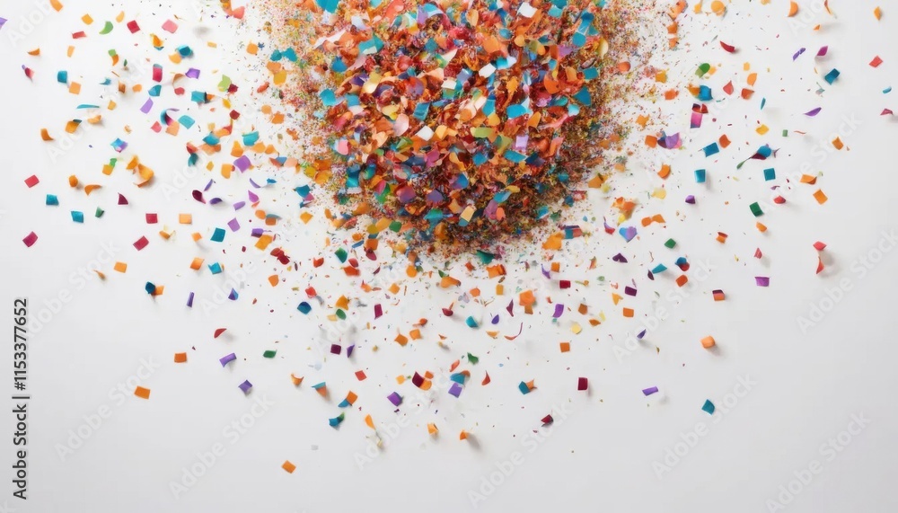 Colorful Confetti Scattered on a White Background Colorful Confetti Scattered on a White Background