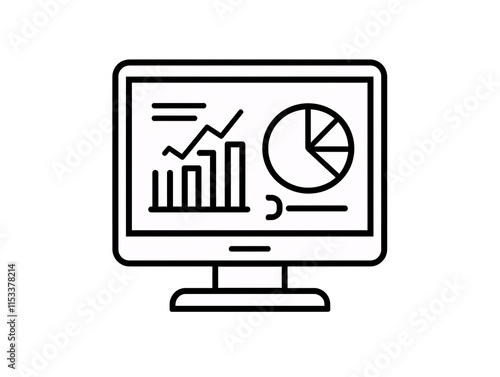 a computer screen with graph and pie chart