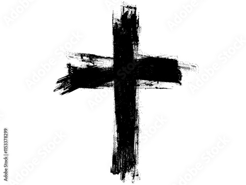 a black cross painted with paint