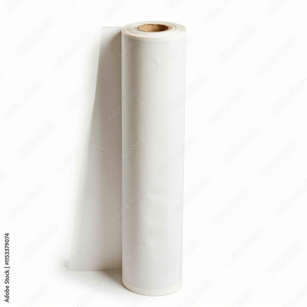 Paper roll standing on white background, creating a minimalist and professional image Paper roll standing on white background, creating a minimalist and professional image