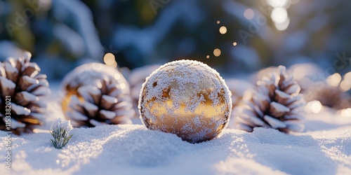 Wallpaper Mural Snowy Christmas Ornaments Torontodigital.ca