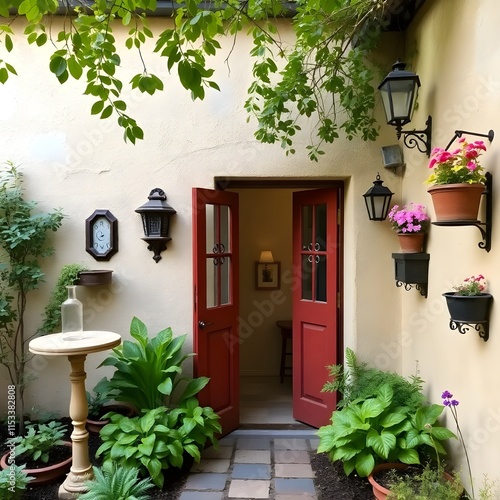 Fototapeta Naklejka Na Ścianę i Meble -  Vintage Garden
Vintage garden with classic fixtures and charming details